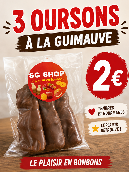 Ourson guimauve chocolat LUTTI - Sachet de 3