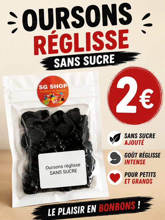Ourson réglisse  SANS SUCRE - le sachet