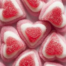 Coeur 3D gommeux crème/fraise -  100 g
